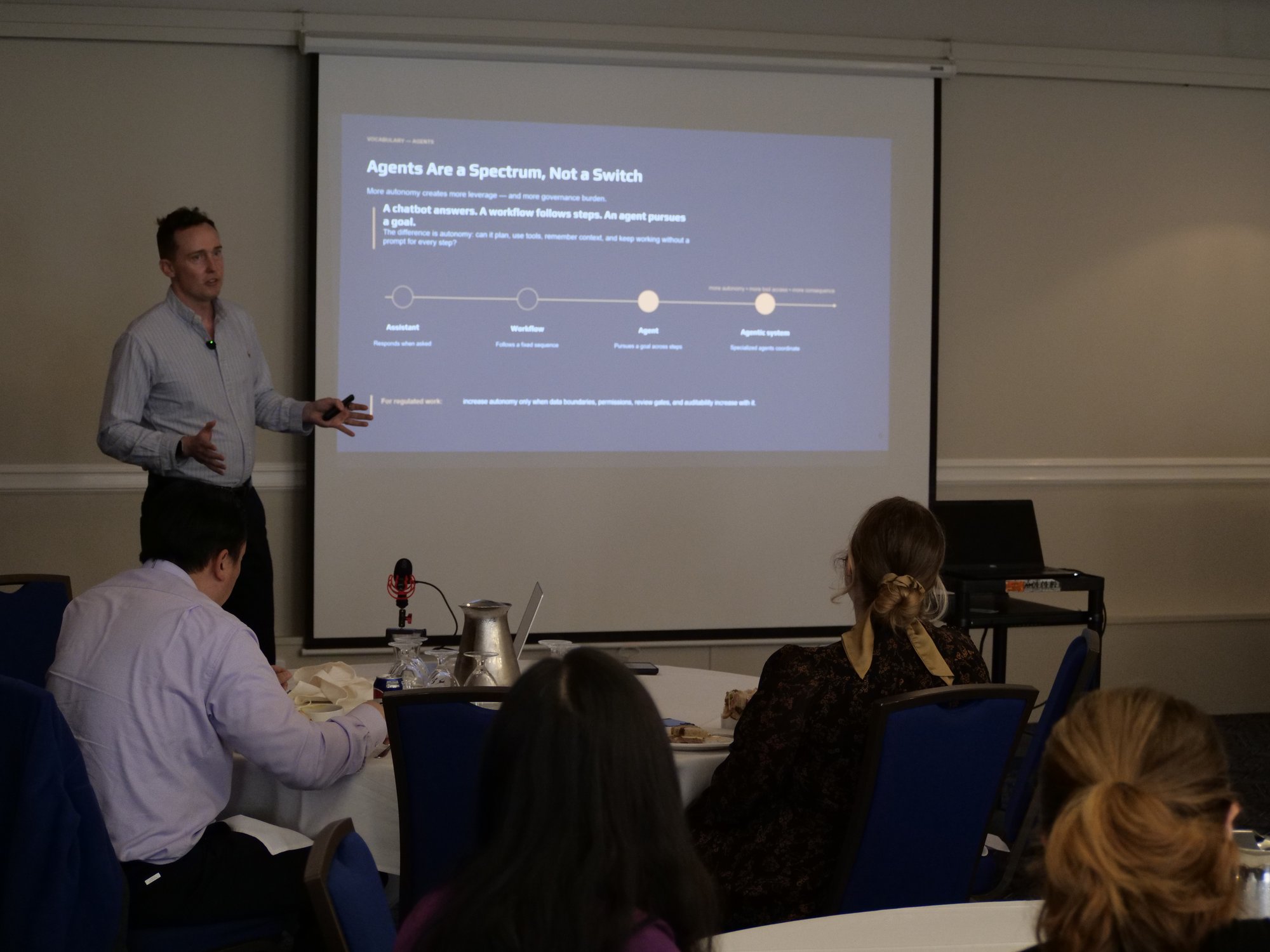 Darragh Grove-White discussing Context-First AI methodology during a private workshop function in Victoria BC. Darragh Grove-White discussing Context-First AI methodology during a private workshop function in Victoria BC.